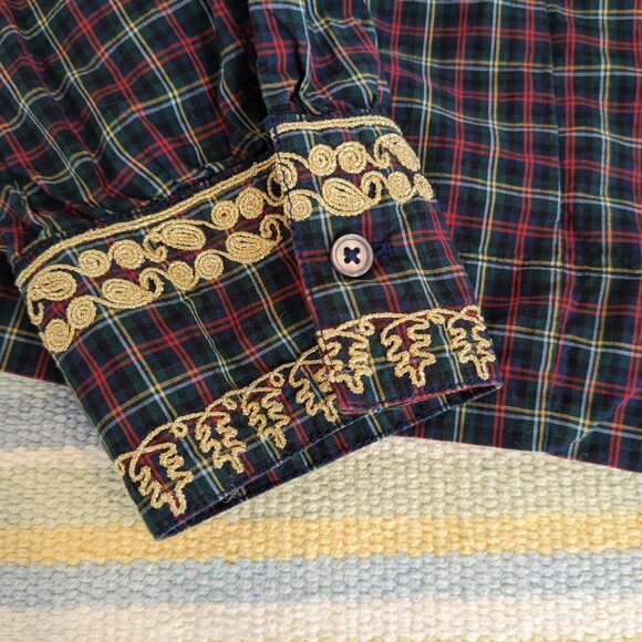 ⭐ J. Crew Plaid Peasant Popover Blouse size Small - Picture 8 of 16